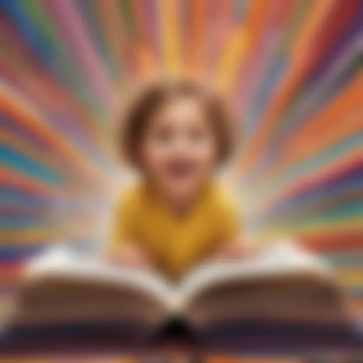 A child immersed in a colorful book, showcasing the joy of reading.