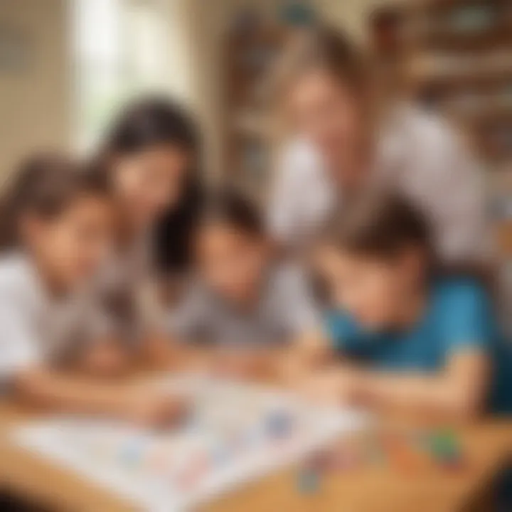 A joyful learning environment with children solving math puzzles