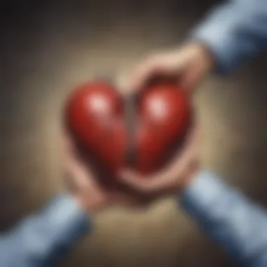 Sympathy Support: Heart Rescue Symbolic depiction of sympathy as a helping hand lifting a broken heart out of darkness