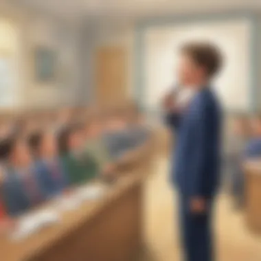 Practicing Public Speaking A child practicing public speaking to enhance self-esteem