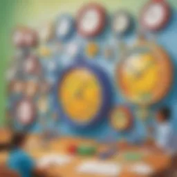 Colorful clock displays for classroom learning