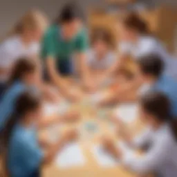 Young students engaged in a teamwork exercise