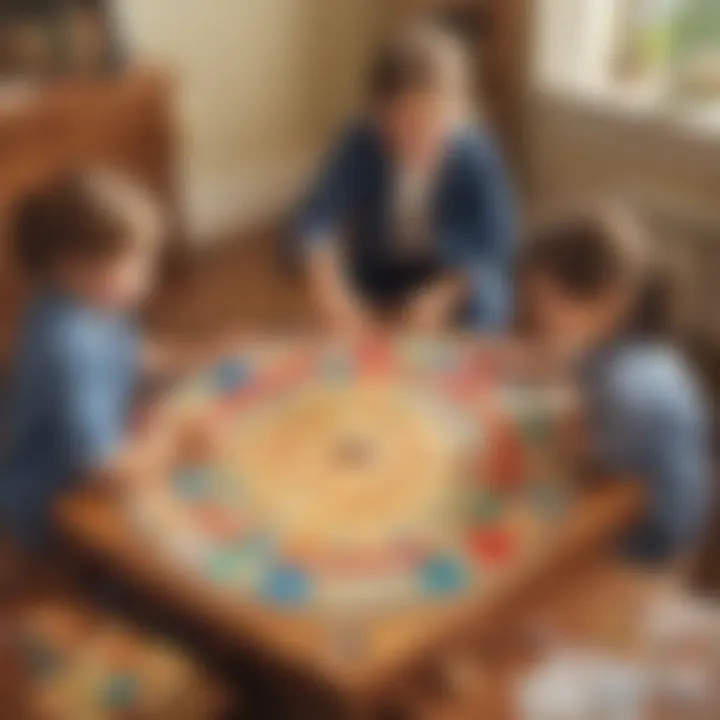 Children playing a time-telling board game