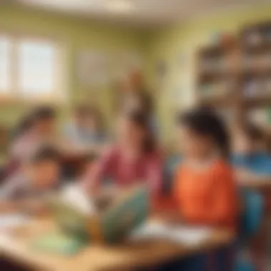 Interactive Reading Time in the Classroom A vibrant classroom environment where children participate in a reading activity.