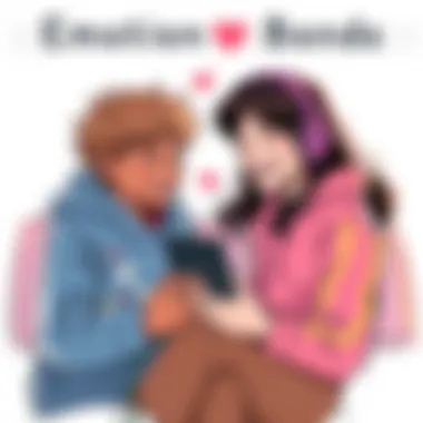 Illustration showcasing emotional connections formed through gaming.