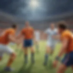 A serene landscape depicting the end of a competitive sports match, capturing the emotional climax.