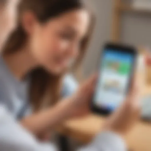 User engaging with an English learning app on a mobile device