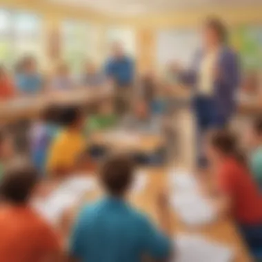 Engaging Classroom Dynamics A teacher engaging students in a lively classroom discussion