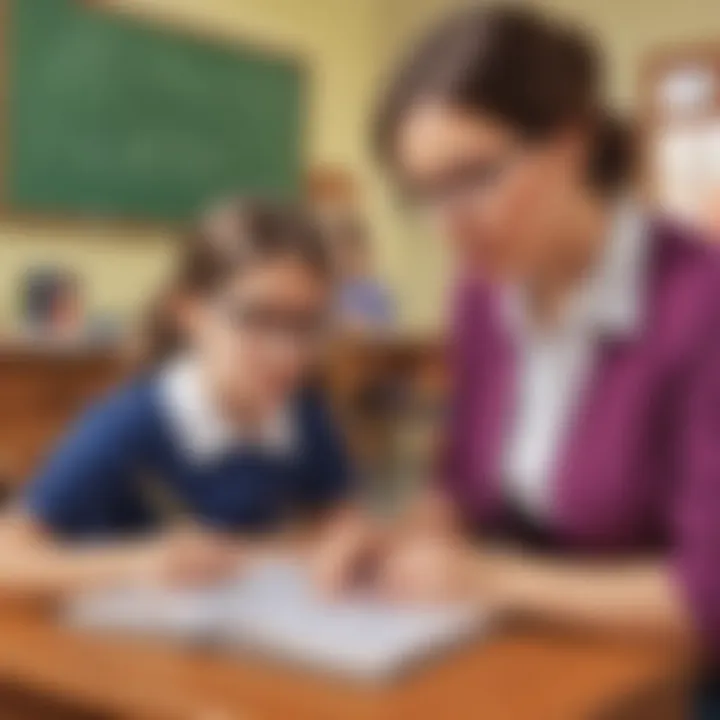A close-up of a teacher guiding a student through a complex problem