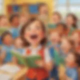 Children joyfully singing alphabet songs in a classroom