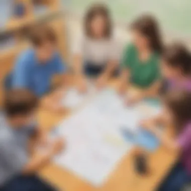 Collaborative Learning in Math Education Students collaborating with a graphic organizer during a math lesson
