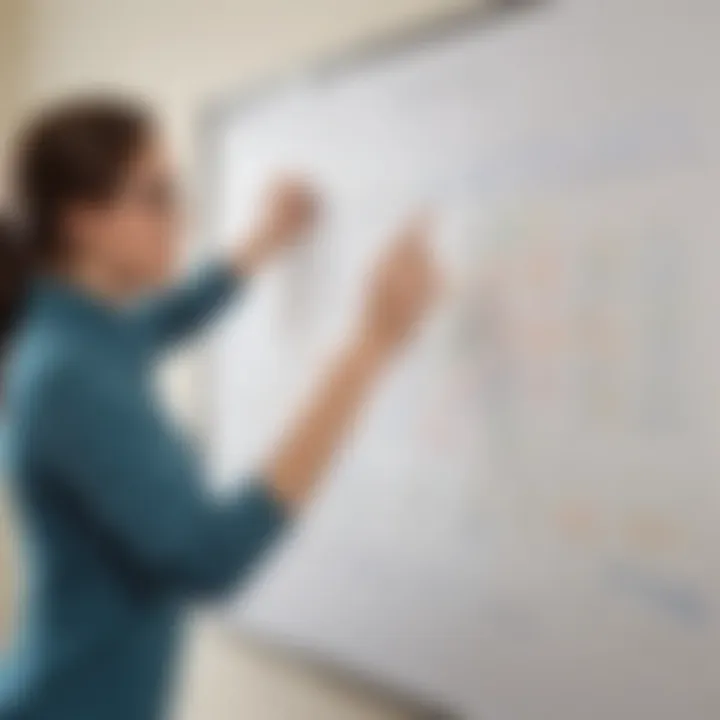 A teacher demonstrating a graphic organizer on a whiteboard