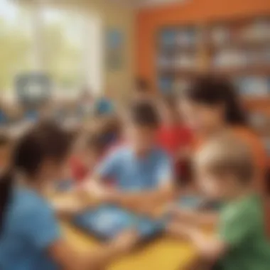 Technology Integration in Literacy Education A classroom environment where educators are integrating technology into early literacy education with online games.