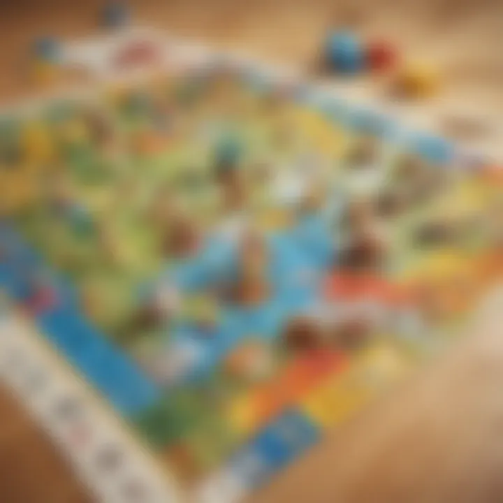 A vibrant board game designed for toddlers featuring animals and numbers.