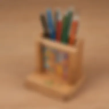 Handcrafted wooden pen holder for teacher's desk