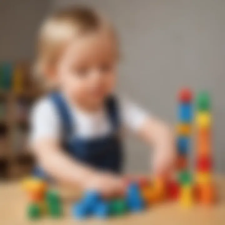 Toddler building blocks and developing fine motor skills