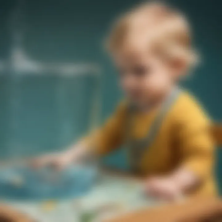 Young toddler conducting a floating and sinking experiment