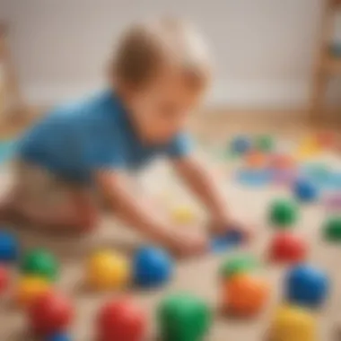 Toddler playing with colorful sensory toys