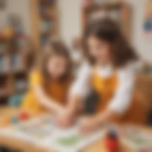 Playful children engaged in interactive learning activities.