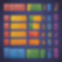 Visual representation of equivalent fractions with different numerators and denominators