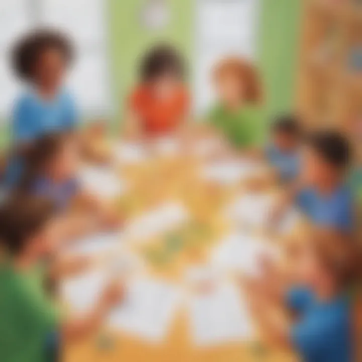 Children working together on subtraction exercises with a teacher