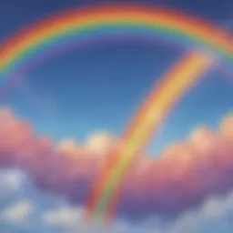 Prismatic colors of a rainbow in the sky