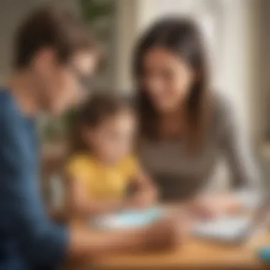 Parent guiding a child using the app for learning