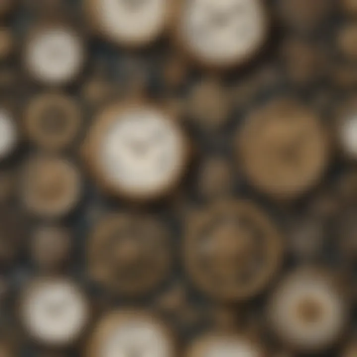 A collection of various mechanical clocks from different eras