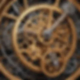 Close-up view of intricate clock gears and mechanisms