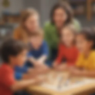 Children engaging in a shape game activity with enthusiasm