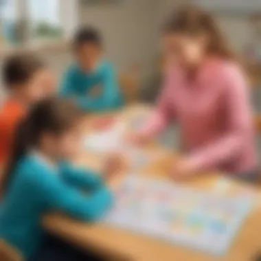 Interactive Learning with the Times Table Children engaging in interactive learning about the times table of eight