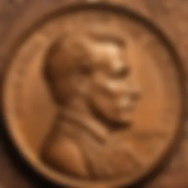 Vintage One-Cent Penny A close-up view of a vintage one-cent penny showcasing its intricate design.