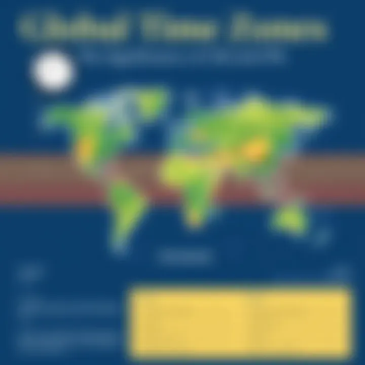 A world map highlighting different time zones