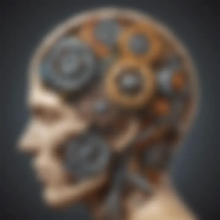 Illustration of a brain with gears symbolizing comprehension skills improvement