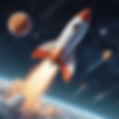 Rocketing to Learning Adventures Illustration of a playful cartoon rocket ship flying through space
