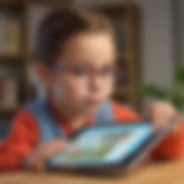 Child engaging with an interactive educational ebook on a tablet