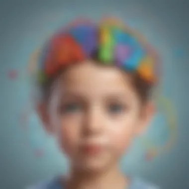 Enhancing Cognitive Development with Digital Connections Illustration of a child's brain with digital connections
