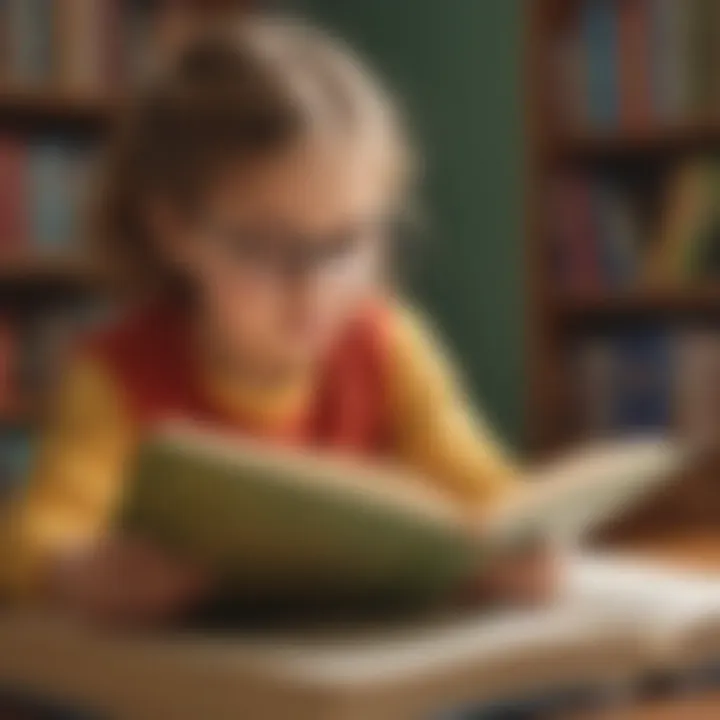 Illustration of a child engrossed in a book