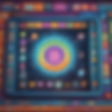 Vibrant Infotainment Interface Design Illustration depicting a colorful and interactive infotainment interface
