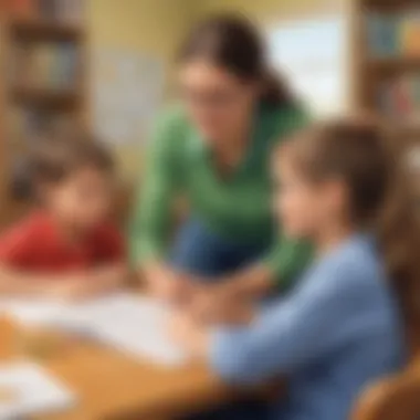 Supportive Environment for Developing Math Skills Illustration showcasing parent and teacher support in enhancing math skills of elementary school children