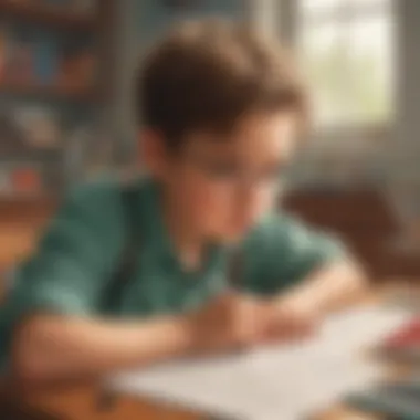 Young Mind Engaged in Math Problem-Solving Illustration of young student engaged in math problem-solving