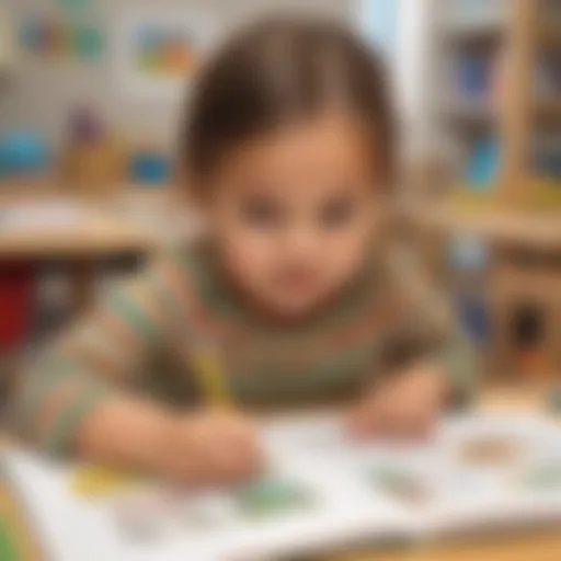 Illustration of a young child engaged in educational activities