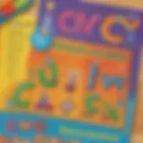 Illustration of colorful CVC word worksheets for elementary school children