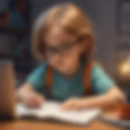 Illustration of a child immersed in learning with a digital device