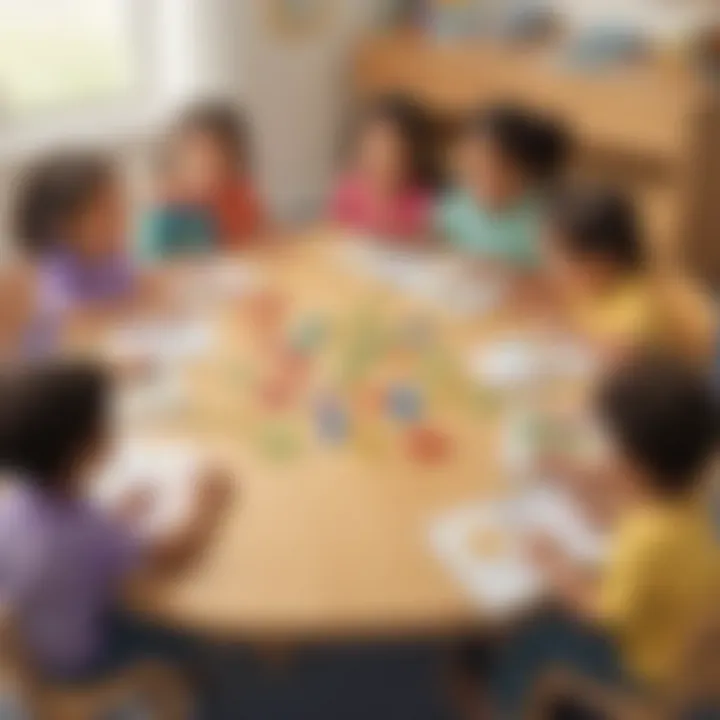 Group of pre-K children practicing phonics together