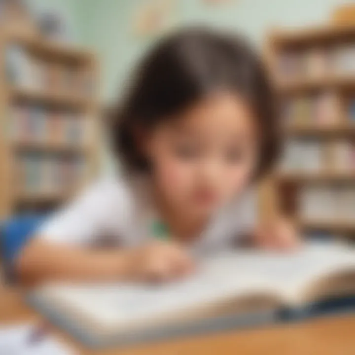 Illustration of a young child engrossed in phonics learning