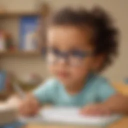 Young child engrossed in learning sight words