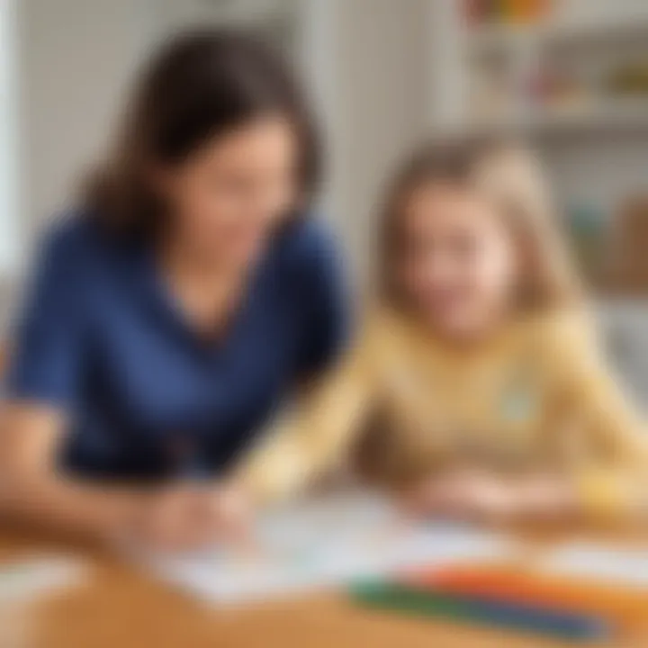 Illustration of a parent and child engaging in a fun sight words game at home