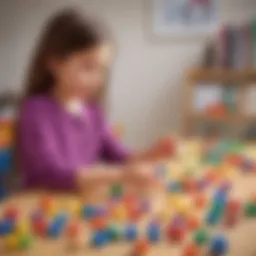 A child engaging with colorful math manipulatives