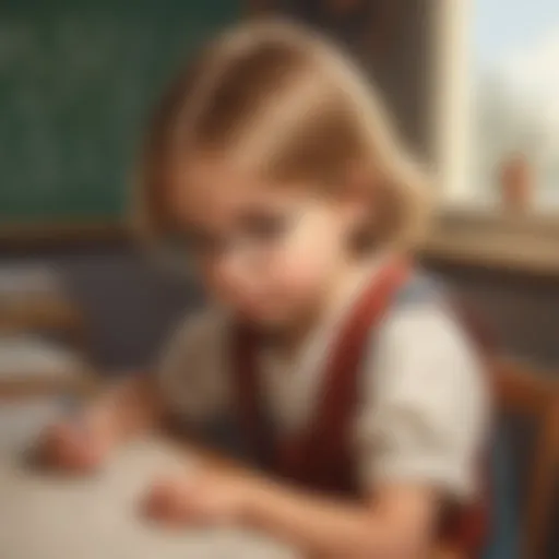 Illustration of a child engrossed in a challenging math logic game